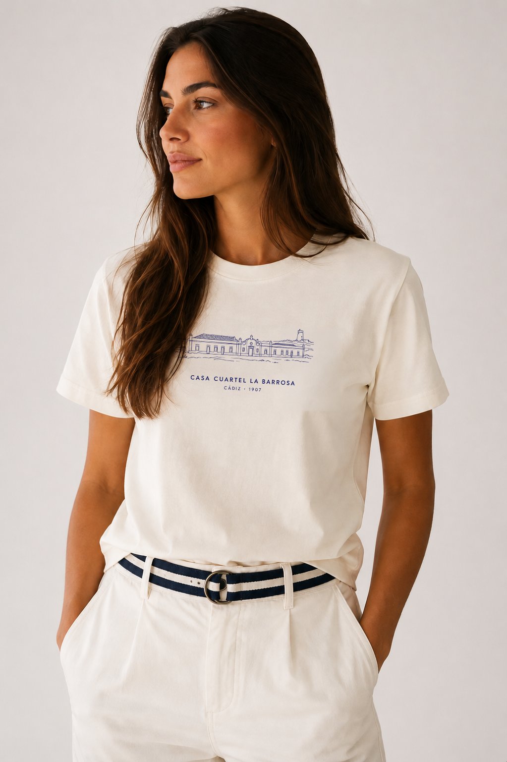 Camiseta Guardia Civil Casa Cuartel La Barrosa Cádiz – Blanco Roto - imagen 1