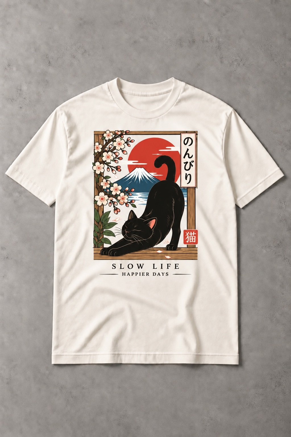 Slow Life Cat – Camiseta de Gato Japonés - imagen 1