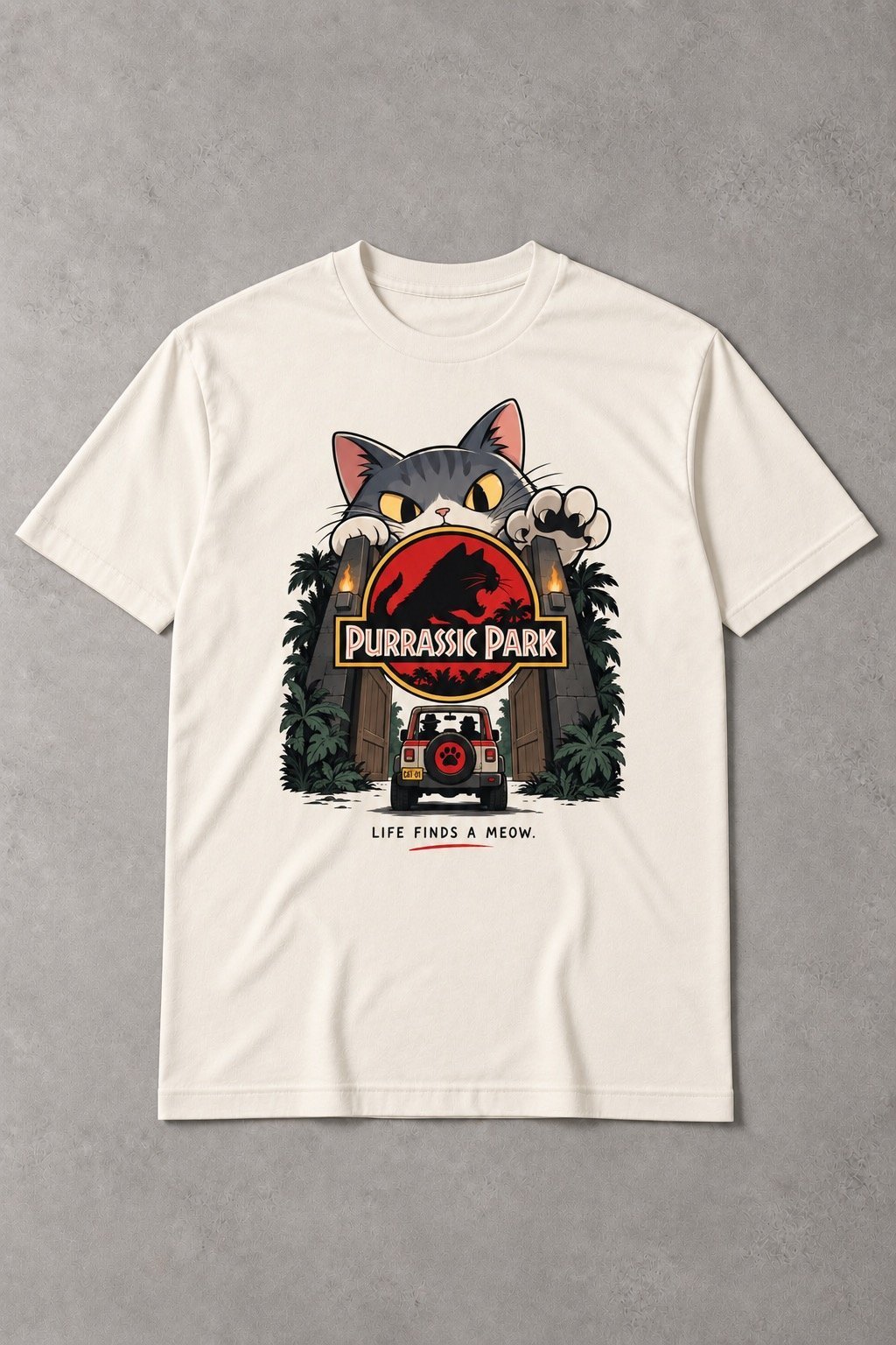 Camiseta Purrassic Park – Life Finds a Meow - imagen 1