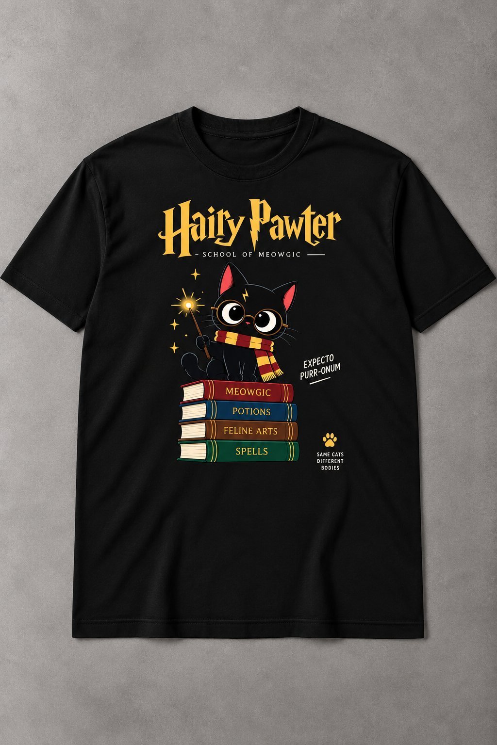 Camiseta de Gato Hairy Pawter – School of Meowgic - imagen 1