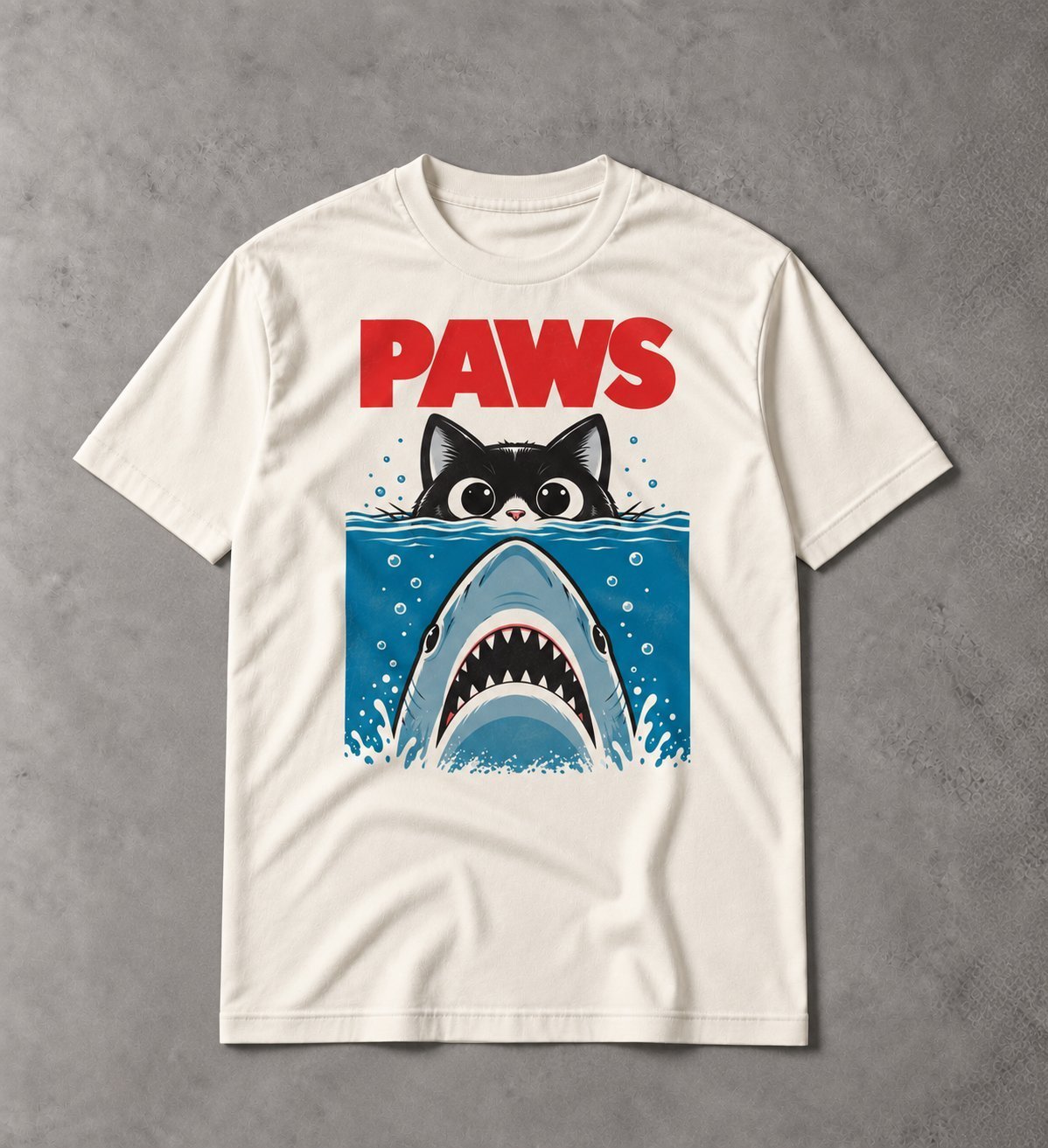 Camiseta de Gatos PAWS – Gato y Tiburón Divertida - imagen 1