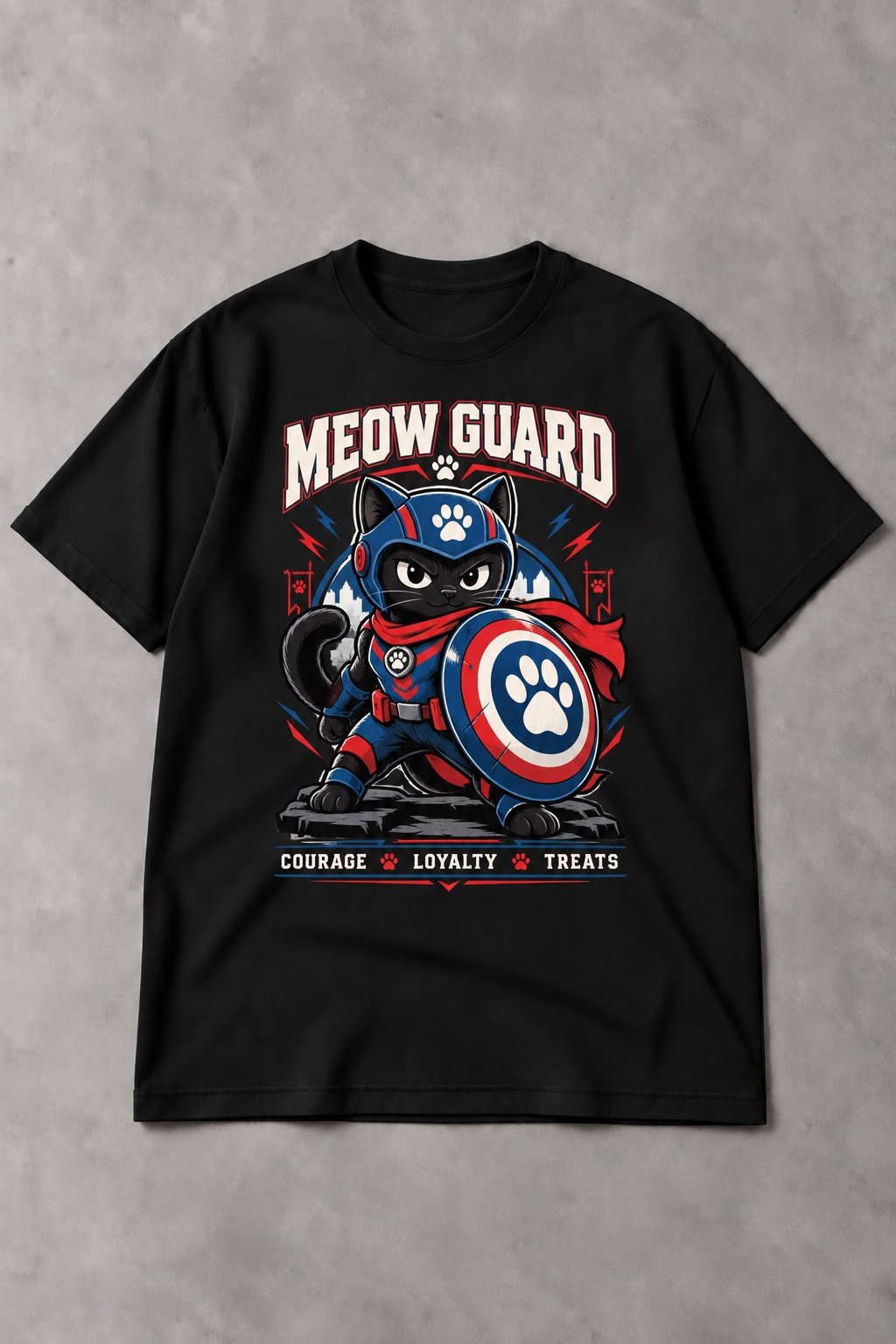 Camiseta de Gato Meow Guard – Courage, Loyalty & Treats - imagen 1