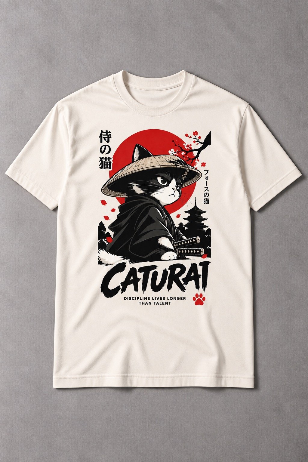 Camiseta de Gato Caturai – El Samurai de los Gatos - imagen 1