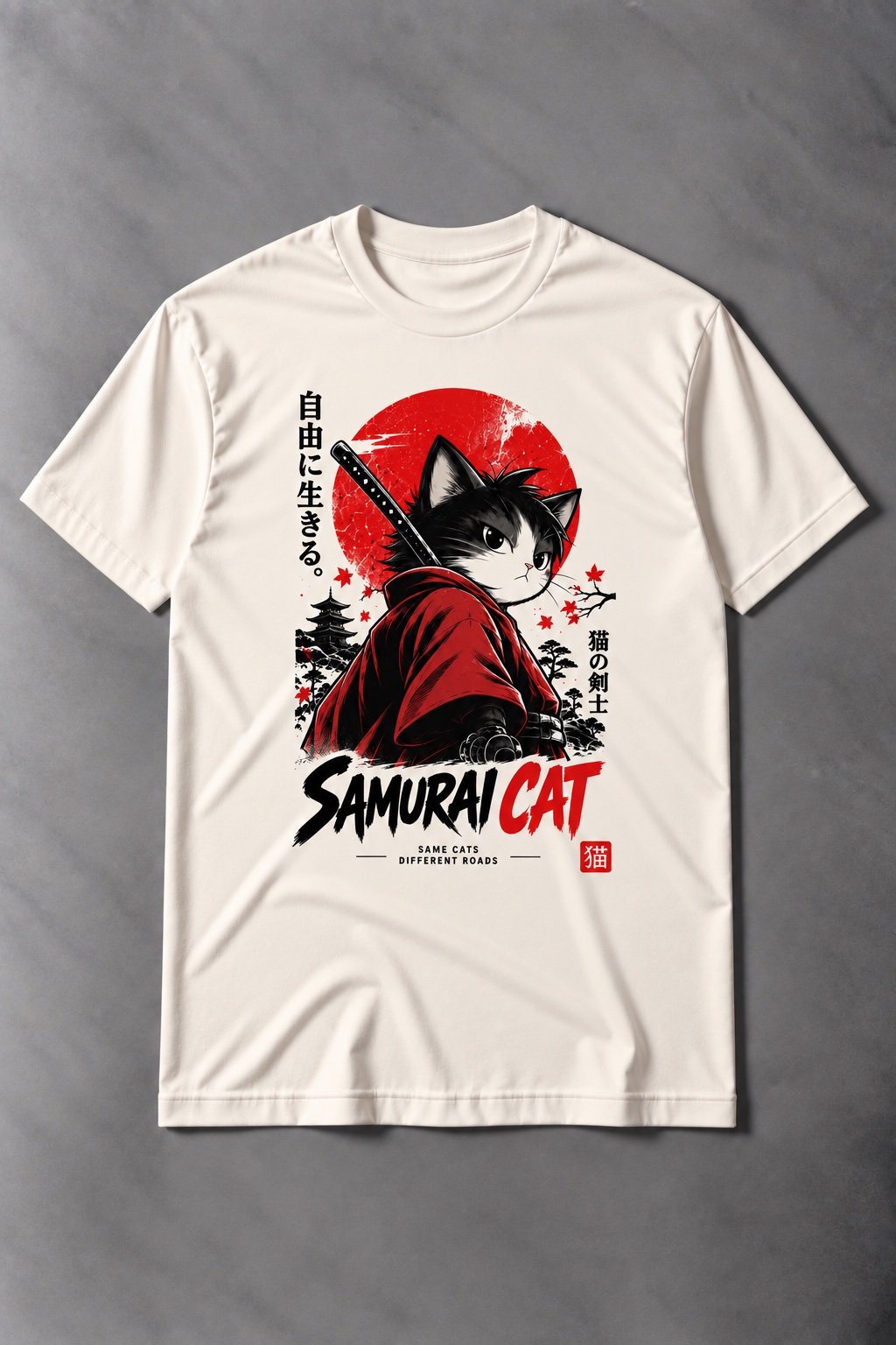 Camiseta de Gato Samurai – Samurai Cat - imagen 1