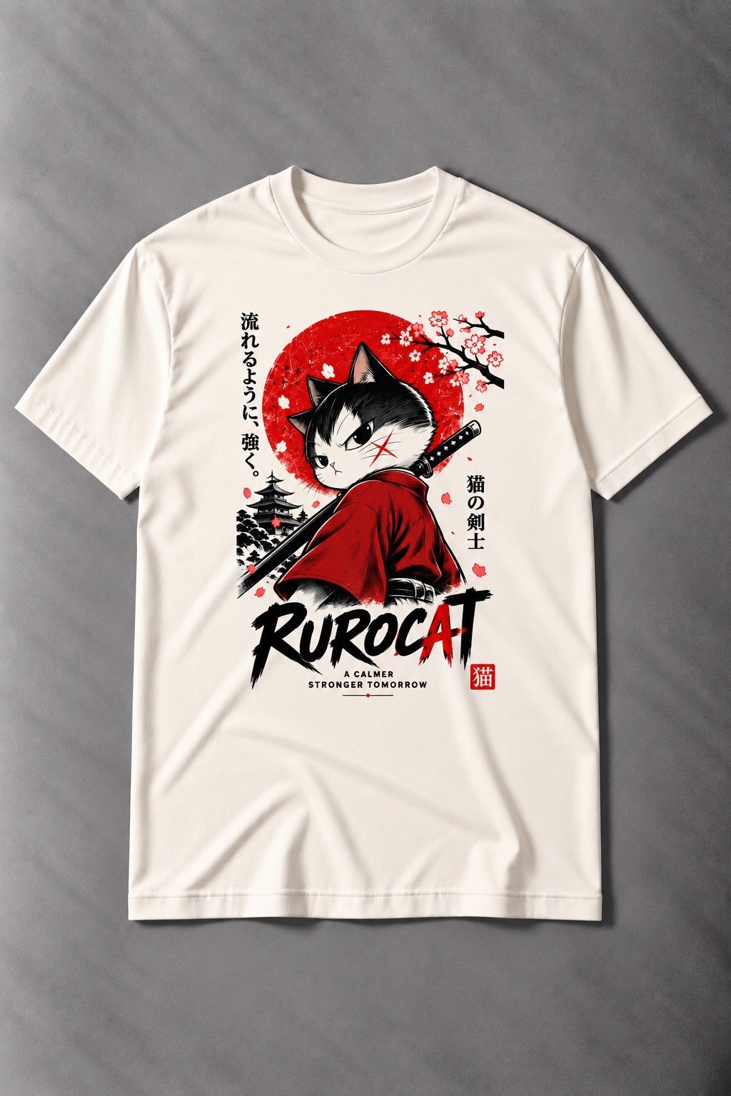 Camiseta de Gato Samurái Rurocat – Espíritu Felino Japonés - imagen 1