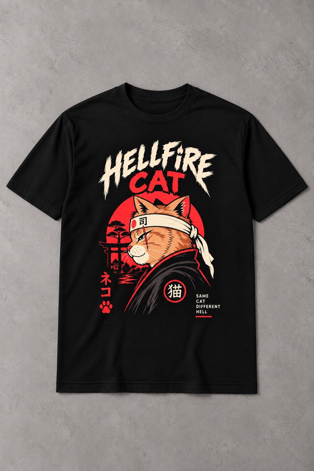 Camiseta de Gato Hellfire Samurai – Same Cat Different Hell - imagen 1