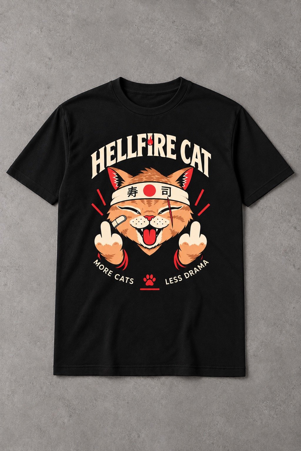 Camiseta de Gato Hellfire Rebel – More Cats Less Drama - imagen 1
